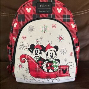 Disney Mickey & Minnie Red Plaid Kids Backpack